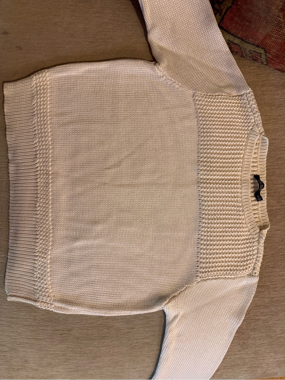 WOMENS Cotton Viscose Cream Textured Knit Sweater.